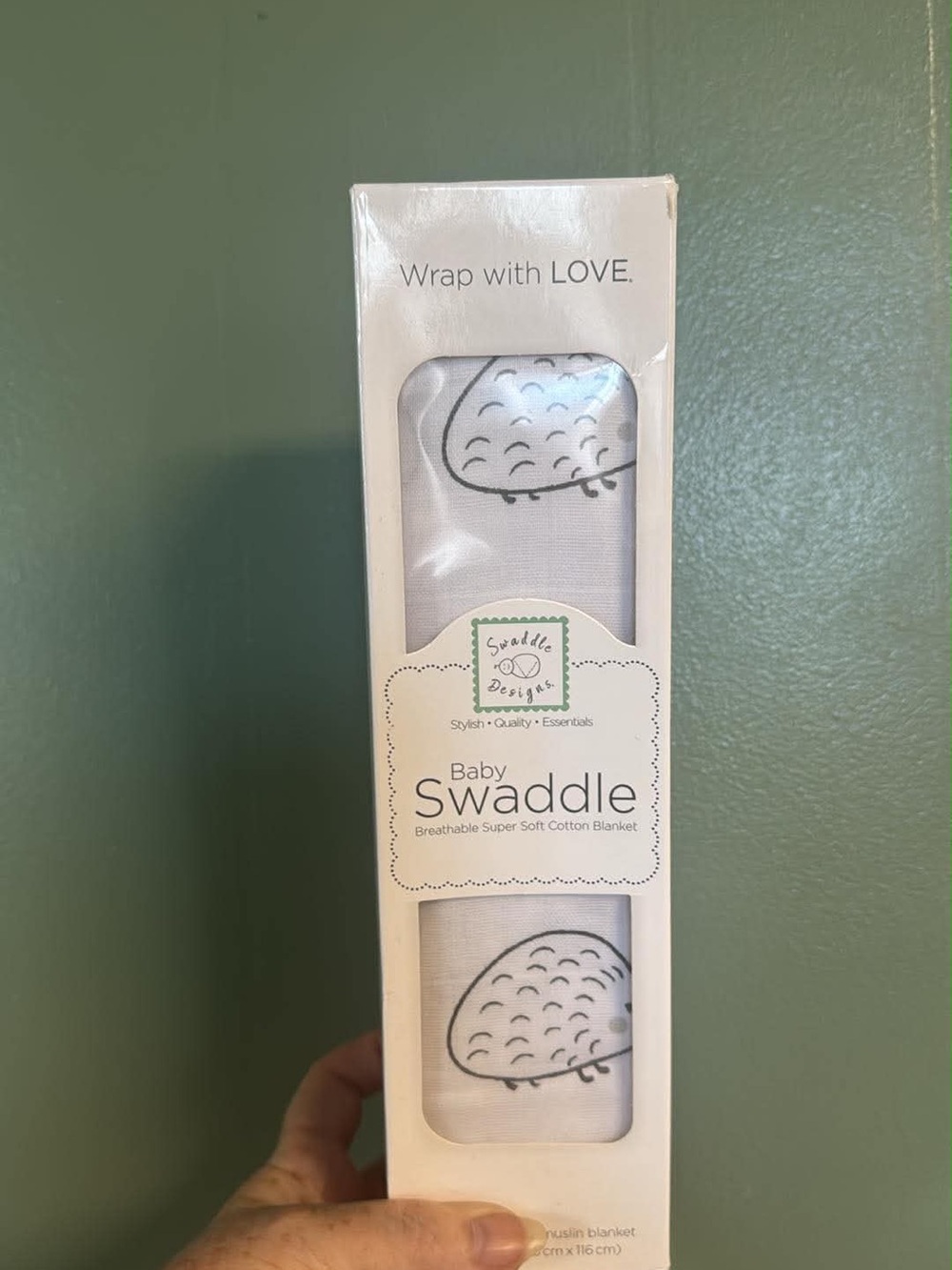 Swaddle Designs Baby Swaddle - White with Green Accent